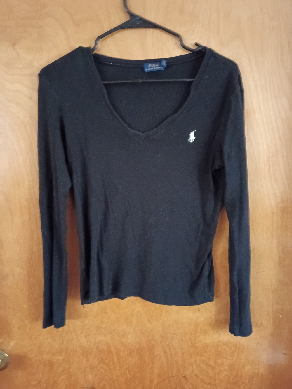 Polo by Ralph Lauren Black V-Neck Long Sleeve Tee